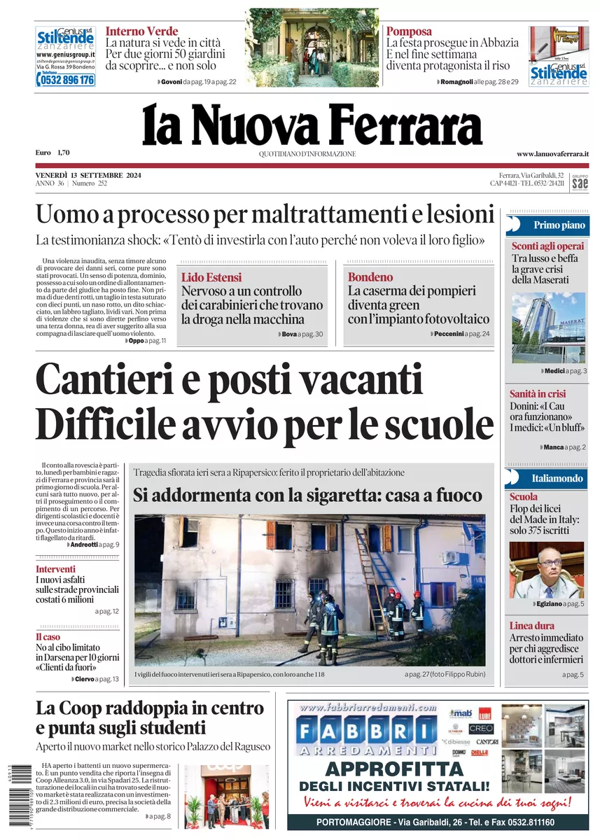 Prima-pagina-nuova ferrara-oggi-edizione-del-2024-09-13